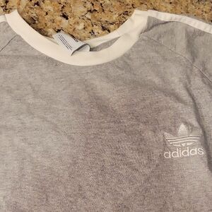 Mens XXL adidas Heather Gray Sweatshirt with White Trim